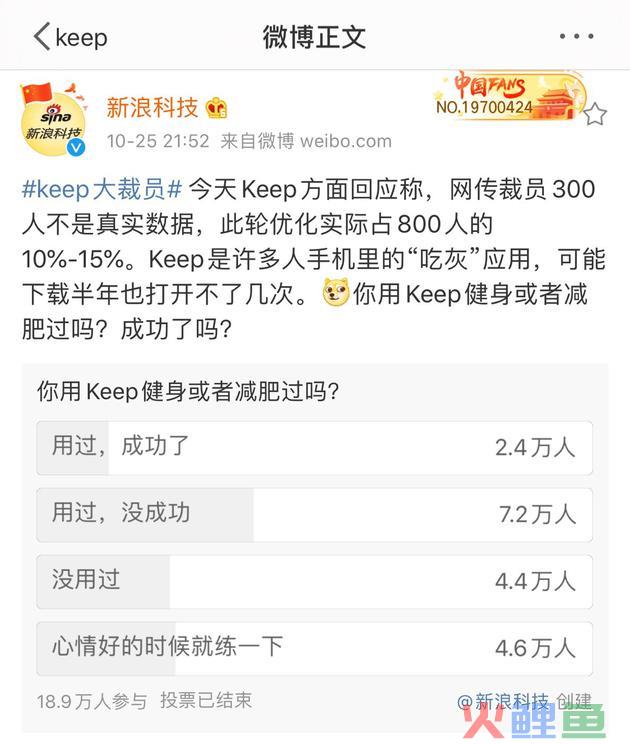 裁员背后，Keep过冬：健身生意最本质需求是什么？