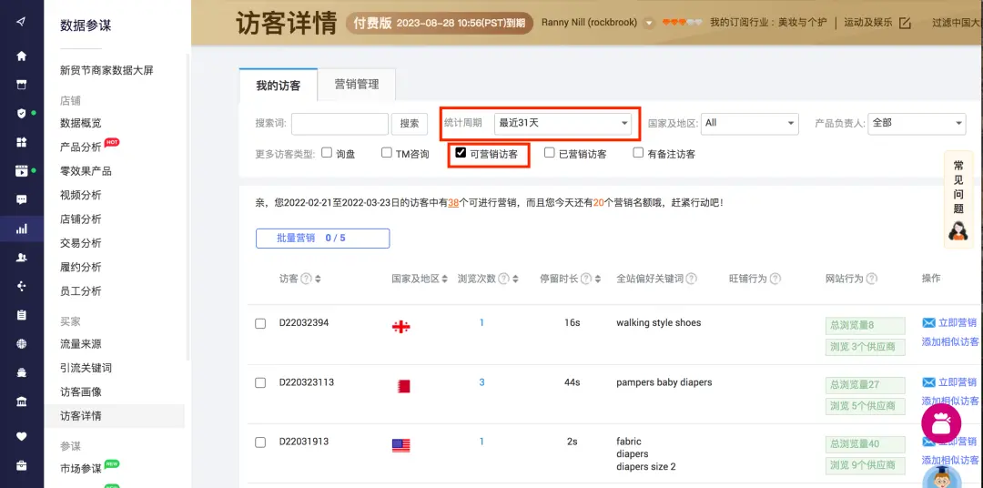 访客详情无法营销_如何进行访客营销_访客营销效果数据