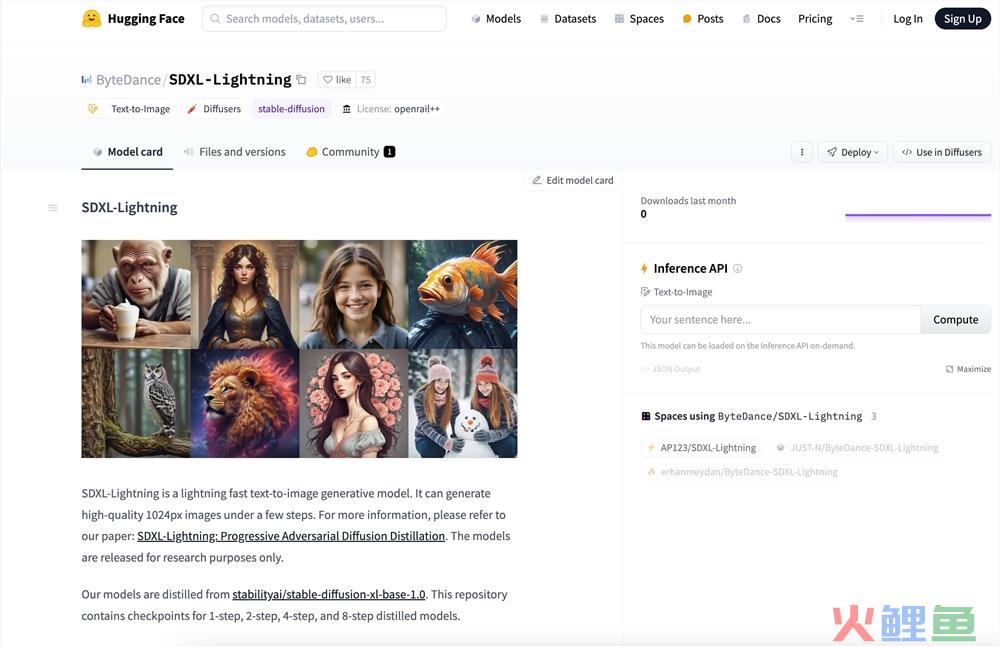 SDXL-Lightning官网体验入口 字节跳动高分辨率AI图像生成软件工具app免费在线使用地址